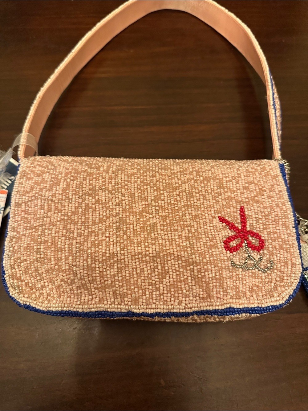Beaded Fish Pattern Pink Shoulder Bag - Picture 4 of 5